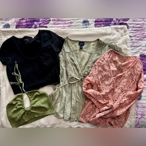 Stylish Women's Clothing Bundle - Black, Green, Pink size medium
